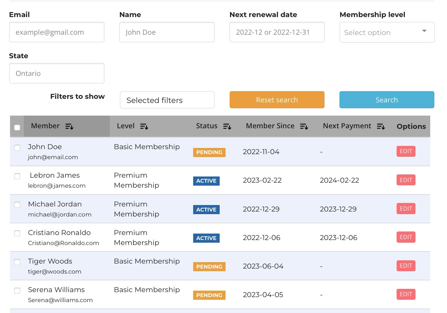 EverWeb Membership Subscriber Management